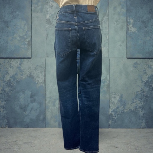 **LIKE NEW**Madewell Indigo Denim Jeans with Brown Leather Patch - Picture 3 of 11